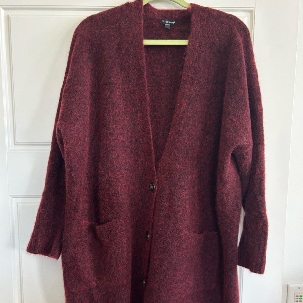 Eileen Fisher Burgundy Cardigan Sweater